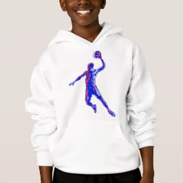 Basketball Player Slam Dunk, Rot und Blau Design Hoodie