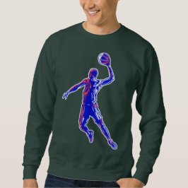 Basketball Player Slam Dunk, Rot und Blau Design Sweatshirt