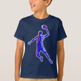 Basketball Player Slam Dunk, Rot und Blau Design T-Shirt