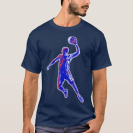 Basketball Player Slam Dunk, Rot und Blau Design T-Shirt