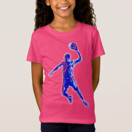 Basketball Player Slam Dunk, Rot und Blau Design T-Shirt