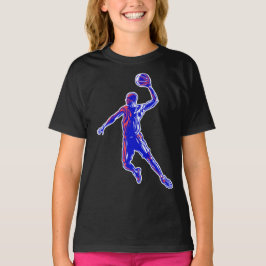 Basketball Player Slam Dunk, Rot und Blau Design T-Shirt