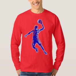 Basketball Player Slam Dunk, Rot und Blau Design T-Shirt