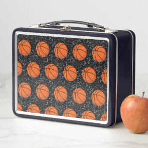 Basketball Player Sport Ball Eleganter Schwarzer G Metall Brotdose