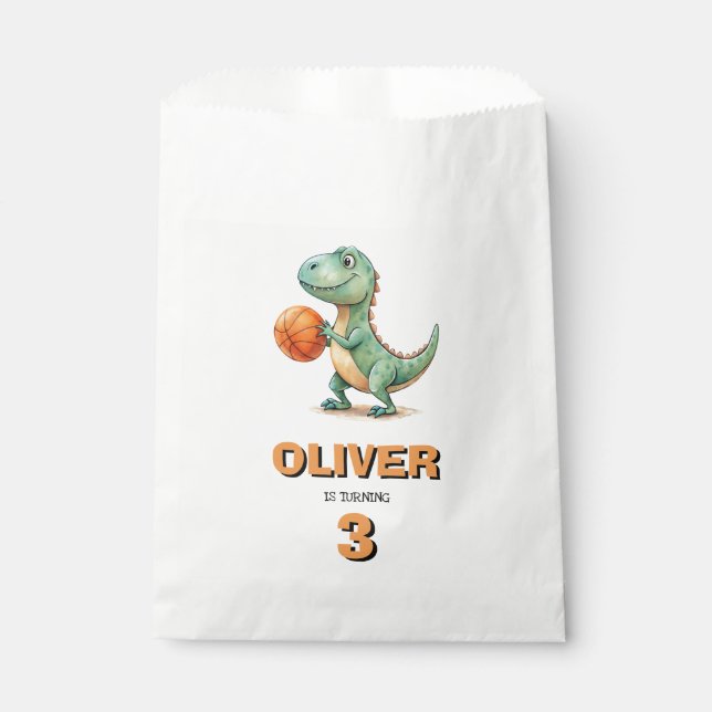 Basketball Player T-rex Geburtstag Geschenktütchen (Vorderseite)