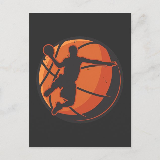 Basketball Player Vintage Postkarte (Vorderseite)
