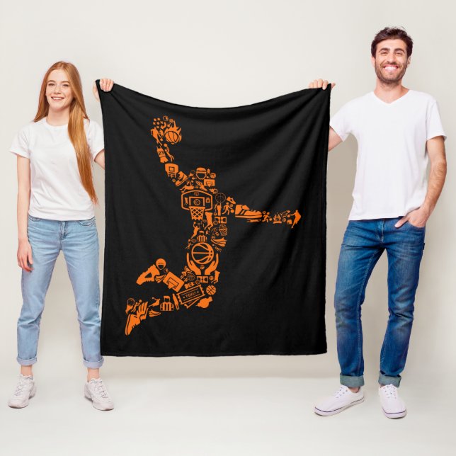 Basketball Player Vintage Sports Athlete Fleecedecke (Beispiel)