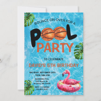 Basketball-Poolparty-Kinder-Geburtstagseinladung Einladung