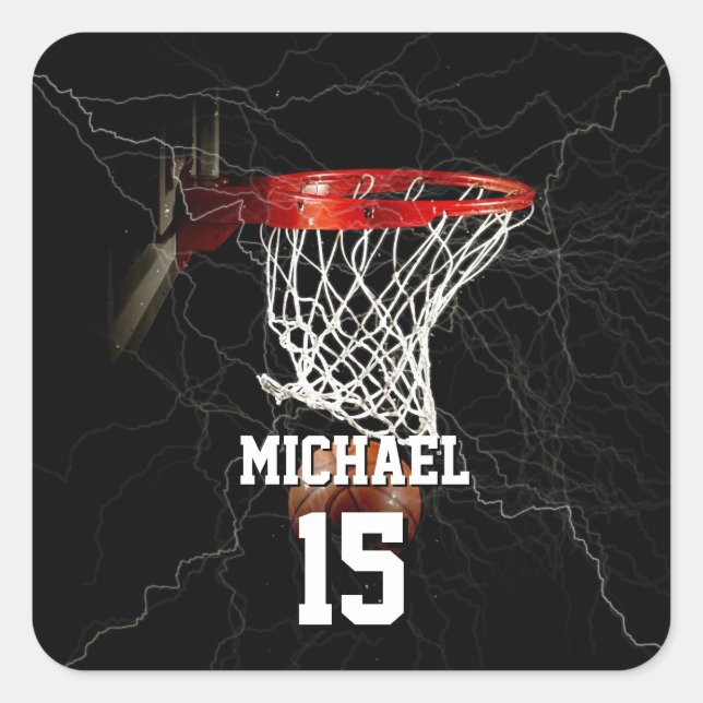Basketball Pop hinzufügen Quadratischer Aufkleber (Vorderseite)