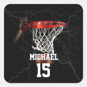 Basketball Pop hinzufügen Quadratischer Aufkleber