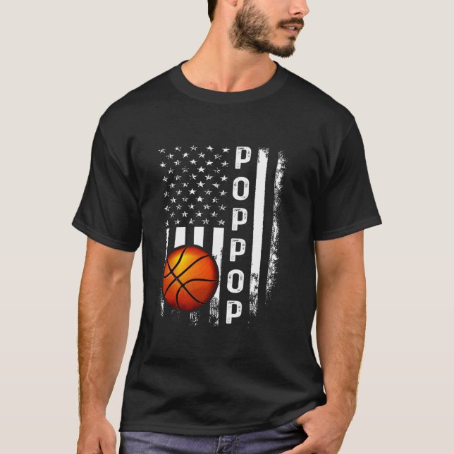 Basketball Poppop America Flag Weihnachten Weihnac T-Shirt (Vorderseite)