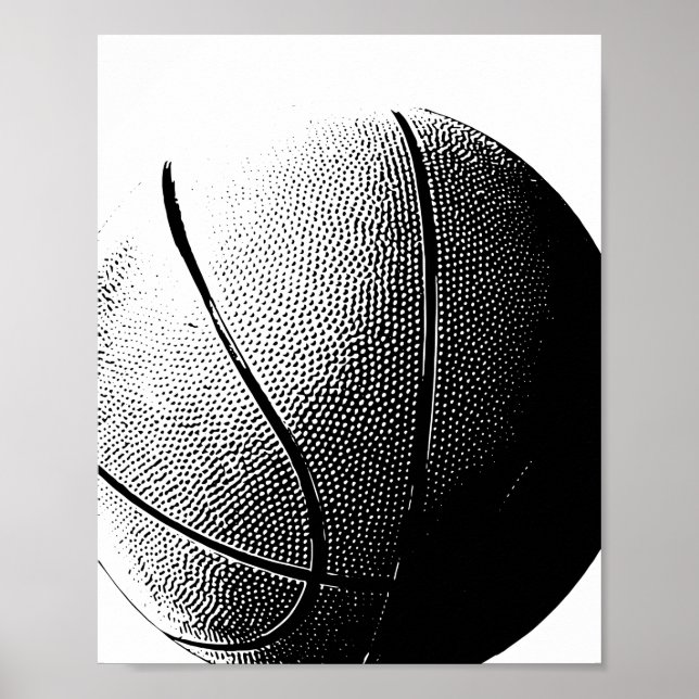Basketball Poster Black White Sports Print (Vorne)