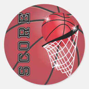 Basketball-Punktezahl in Rot Runder Aufkleber