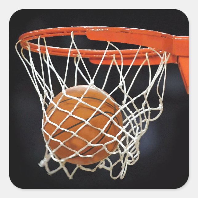 Basketball Quadratischer Aufkleber (Vorderseite)