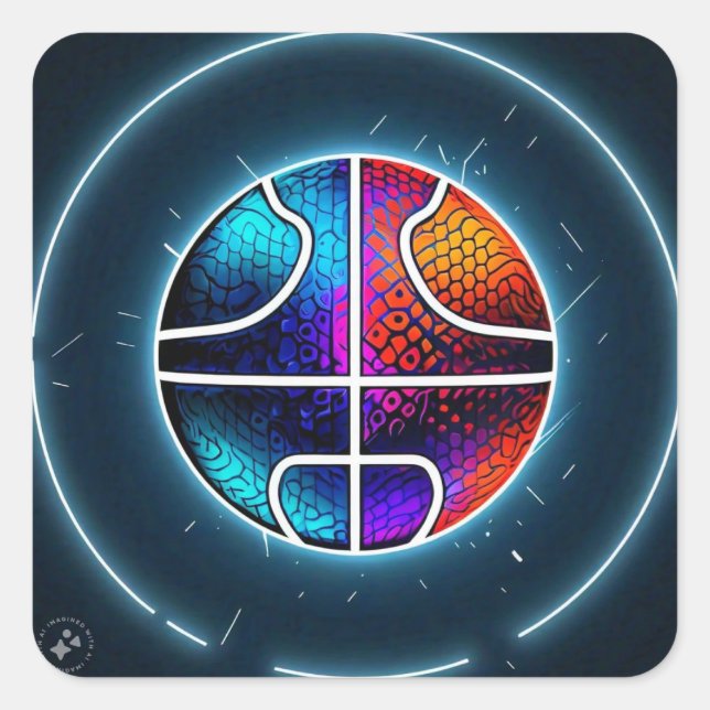Basketball Quadratischer Aufkleber (Vorderseite)