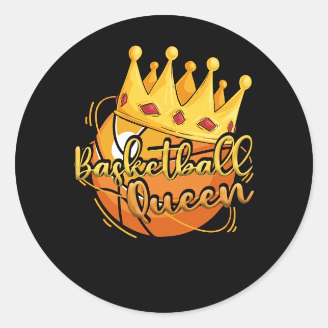 Basketball Queen Crown Girls Basketball Bas Bas Runder Aufkleber (Vorderseite)