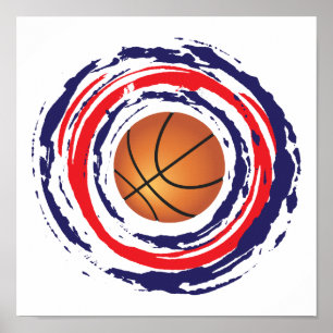 Basketball Red Blue And White Poster