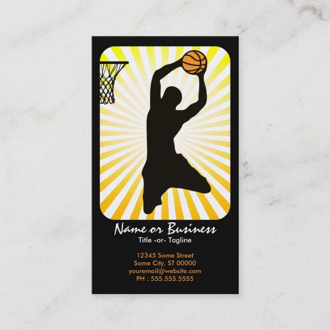 Basketball: Retro Strahlen: Visitenkarte (Vorderseite)