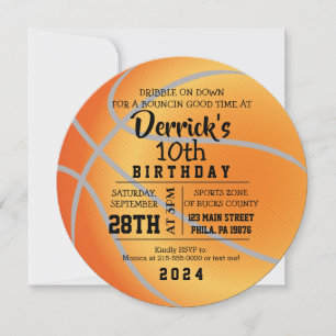 BASKETBALL ROND Anniversaire Fête Invitation