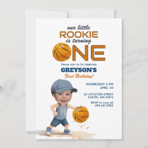 Basketball Rookie 1. Geburtstag Foto Einladung