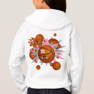 Basketball Rosa graue Stars Mädchensport Hoodie