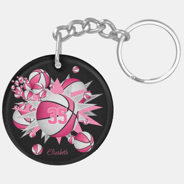 basketball rose étoiles maillot d'athlète numéro (Dos gauche)
