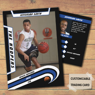 Basketball-Sammelkarten in lebendigem Blau-Schwarz Telefonnummerkarte