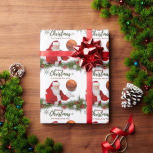 Basketball Santa Claus Frohe Weihnachten Neues Jah Geschenkpapier