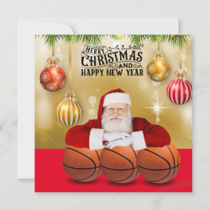 Basketball Santa Claus Frohe Weihnachten Neues Jah Karte