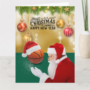 Basketball Santa Claus Frohe Weihnachten Neues Jah Karte