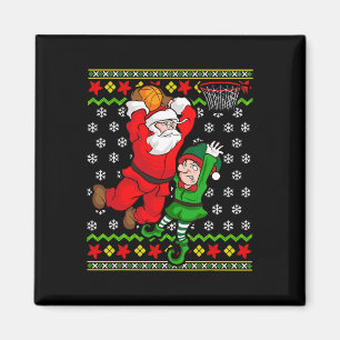 Basketball Santa Claus Slam Dunk Elf Ugly Christma Magnet