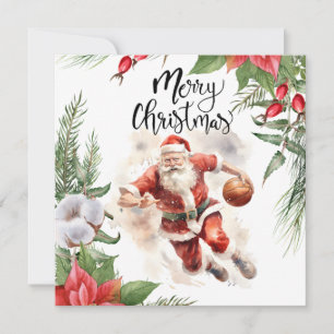 Basketball Santa Claus spielt mit Weihnachten Karte