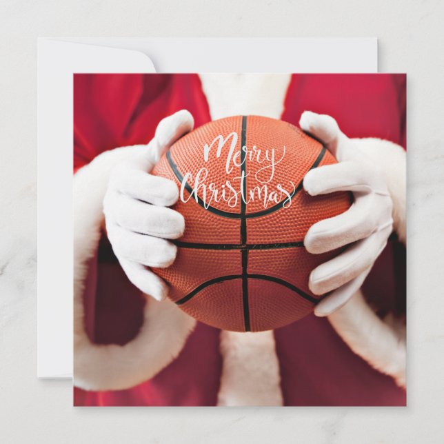 Basketball Santa Claus spielt mit Weihnachten Karte (Vorderseite)