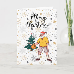 Basketball Santa Claus spielt mit Weihnachten Karte