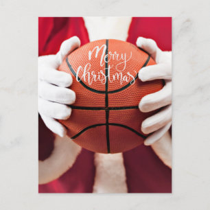 Basketball Santa Claus spielt mit Weihnachten Postkarte