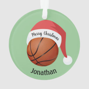 Basketball Santa Hat Acrylique Ornement