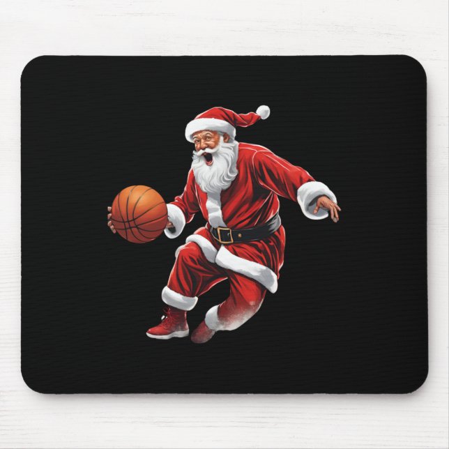 Basketball Santa Slam Dunk Ugly Weihnachten Mousepad (Vorne)
