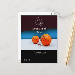Basketball Save the Date für Party Einladung Postkarte