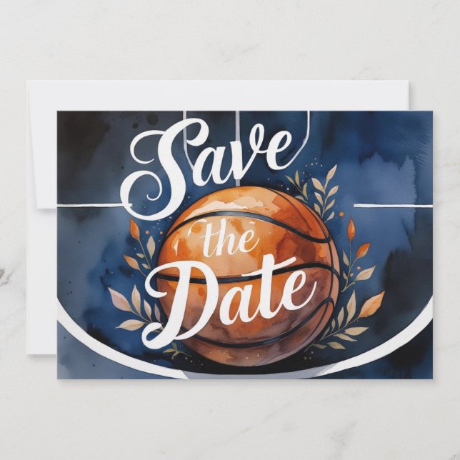 Basketball Save the Date mit Basketball Einladung (Vorderseite)