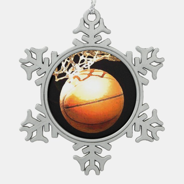 Basketball Schneeflocken Zinn-Ornament (Vorderseite)