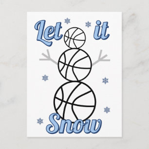 Basketball Schneemann Lass es schneien Feiertagspostkarte