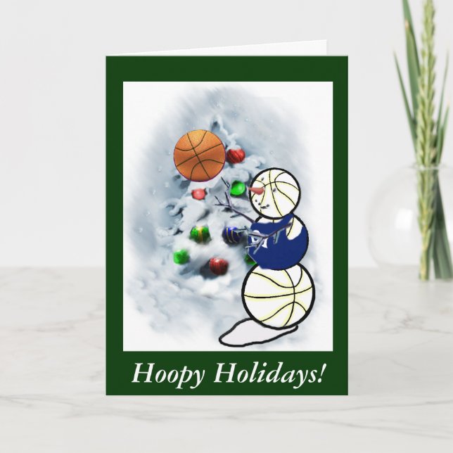 Basketball-Schneemann-Weihnachten Feiertagskarte (Vorderseite)