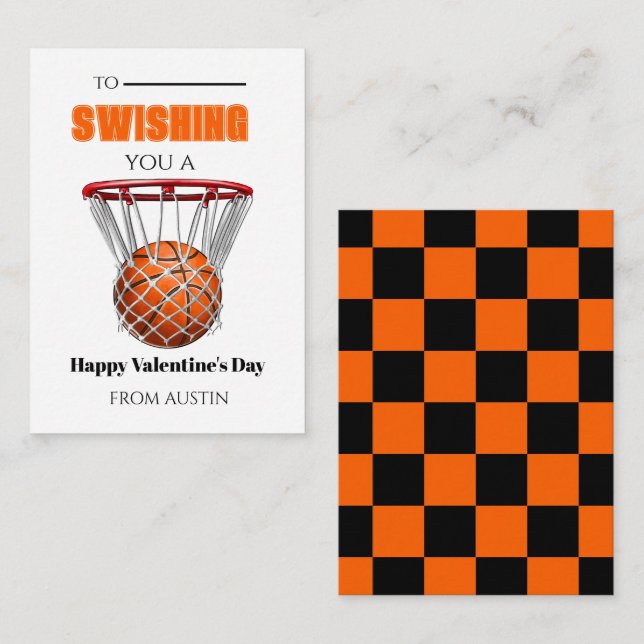 Basketball School Valentine Card Mitteilungskarte (Vorne/Hinten)