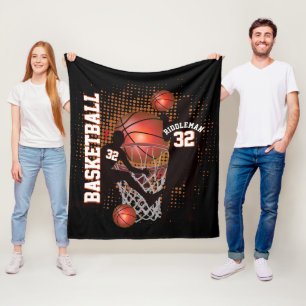 Basketball - Schwarz und Orange - DIY Text Fleecedecke