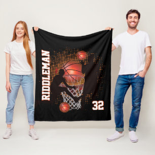 Basketball - Schwarz und Orange Fleecedecke