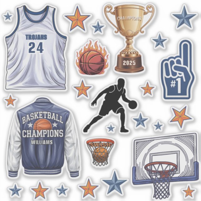 Basketball Scrapbook Stickers Aufkleber (Vorderseite)