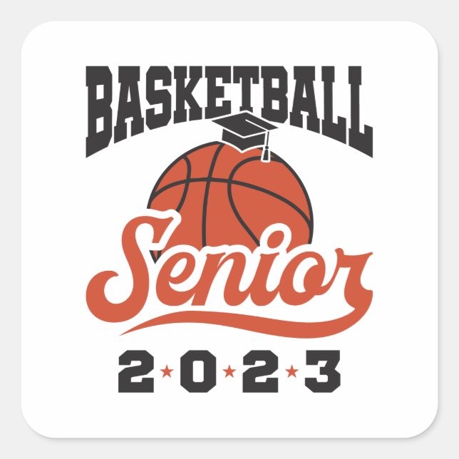 Basketball Senior 2023 Quadratischer Aufkleber (Vorderseite)