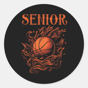 Basketball Senior Night Auntie . Runder Aufkleber
