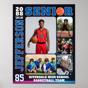 Basketball-Seniorennacht-Spieler-Foto-Collage Poster