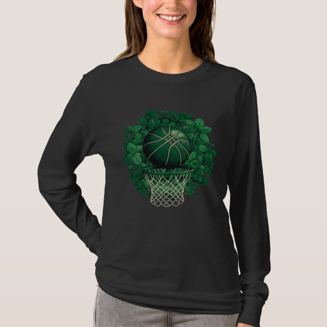 Basketball Shamrock Lucky C Irish St Patrick s Day T-Shirt (Vorderseite)